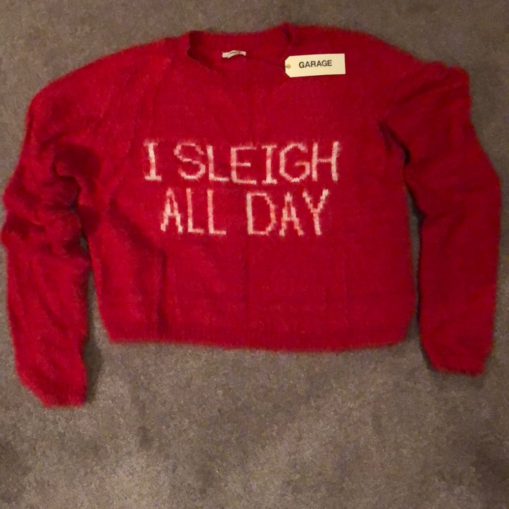 NWT “I Sleigh All Day” Red  sweater from  Garage